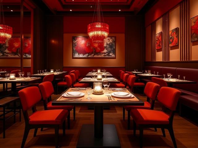 Vue intérieure élégante du restaurant Le Lotus d'Or avec décoration chinoise