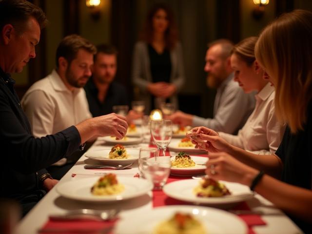 Dégustation gastronomique lors d'un événement privé avec chef et invités - Moments gourmands