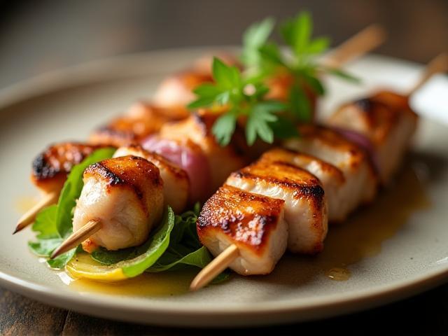 Brochettes de porc Perle grillées accompagnées de légumes frais - Moments gourmands