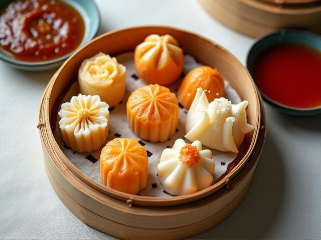 Plateau de dim sum variés fraîchement préparés - Moments gourmands