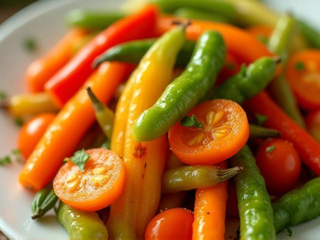 Plat coloré de légumes sautés frais préparés avec soin - Moments gourmands